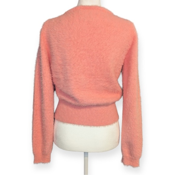 Anthropologie Lili Sidonio Fuzzy Wrap Crop Sweater, Pink, Women's Small - Picture 4 of 8